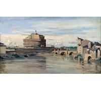 DQCJIYIGL Dipinti Famosi Painting Quadri Tela Mural Dipinto Castel Sant Angelo y el río Tíber de Jean Baptiste Camille Corot per Decorazioni per la Casa 60x90cm
