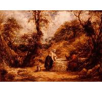 DQCJIYIGL Dipinti Famosi Painting Quadri Tela Mural Dipinto Cristo y la mujer de Samaria en el pozo de Jacob por John Linnell per Decorazioni per la Casa 60x90cm