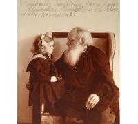 DQCJIYIGL Dipinti Famosi Painting Quadri Tela Mural Dipinto el autor León Tolstoi con su nieta Tatiana Vladimir Grigorievich Chertkov per Decorazioni per la Casa 60x90cm