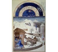 DQCJIYIGL Dipinti Famosi Painting Quadri Tela Mural Dipinto el mes de febrero Nieve en primer plano Granja con un redil de Pol De Limbourg per Decorazioni per la Casa 60x90cm