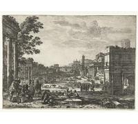 DQCJIYIGL Dipinti Famosi Painting Quadri Tela Mural Dipinto Forum Romanum en Roma de Claude Lorrain per Decorazioni per la Casa 60x90cm