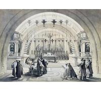 DQCJIYIGL Dipinti Famosi Painting Quadri Tela Mural Dipinto Interior de la Iglesia del Santo Sepulcro Jerusalén por David Roberts per Decorazioni per la Casa 60x90cm