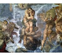 DQCJIYIGL Dipinti Famosi Painting Quadri Tela Mural Dipinto la Capilla Sixtina el Juicio Final Detalle dede los condenados por Buonarroti per Decorazioni per la Casa 60x90cm