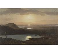 DQCJIYIGL Dipinti Famosi Painting Quadri Tela Mural Dipinto Lago visto desde la montaña Mount Desert Island Maine por Frederic Edwin Church per Decorazioni per la Casa 60x90cm
