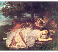 DQCJIYIGL Dipinti Famosi Painting Quadri Tela Mural Dipinto Las señoritas a orillas del Sena de Gustave Courbet per Decorazioni per la Casa 60x90cm