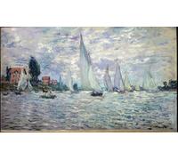 DQCJIYIGL Dipinti Famosi Painting Quadri Tela Mural Dipinto Los barcos regatean un óleo sobre lienzo de Argenteuil de Claude Monet per Decorazioni per la Casa 60x90cm
