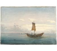 DQCJIYIGL Dipinti Famosi Painting Quadri Tela Mural Dipinto Pescadores en el mar de Carl Gustav Carus per Decorazioni per la Casa 60x90cm