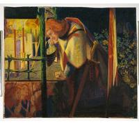 DQCJIYIGL Dipinti Famosi Painting Quadri Tela Mural Dipinto Sir Galahad en la capilla en ruinas de Dante Gabriel Charles Rossetti per Decorazioni per la Casa 60x90cm