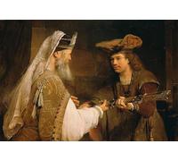 DQCJIYIGL Dipinti Famosi Poster e Stampe Poster Parete Quadri Ahimelec entregando la espada de Goliat a David por Aert De Gelder per L'arredamento del Soggiorno 60x90cm