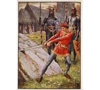 DQCJIYIGL Dipinti Famosi Poster e Stampe Poster Parete Quadri Arthur saca la espada de la piedra de Walter Crane per L'arredamento del Soggiorno 60x90cm