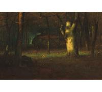 DQCJIYIGL Dipinti Famosi Poster e Stampe Poster Parete Quadri Atardecer en el bosque de George Inness per L'arredamento del Soggiorno 60x90cm