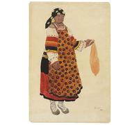 DQCJIYIGL Dipinti Famosi Poster e Stampe Poster Parete Quadri de mujer campesina para el vodevil Old Moscow en el Théâtre Femina Paris de Leon Bakst per L'arredamento del Soggiorno 60x90cm