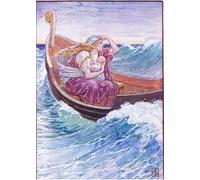 DQCJIYIGL Dipinti Famosi Poster e Stampe Poster Parete Quadri durante dos días y dos noches, el barco fue arrojado aquí y allá por Walter Crane per L'arredamento del Soggiorno 60x90cm