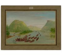 DQCJIYIGL Dipinti Famosi Poster e Stampe Poster Parete Quadri El padre Hennepin y dos compañeros hechos prisioneros por George Catlin per L'arredamento del Soggiorno 60x90cm