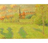 DQCJIYIGL Dipinti Famosi Poster e Stampe Poster Parete Quadri El pastor y la iglesia de Eragny de Camille Jacob Pissarro per L'arredamento del Soggiorno 60x90cm