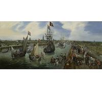 DQCJIYIGL Dipinti Famosi Poster e Stampe Poster Parete Quadri la partida de un dignatario de Middelburg por Adriaen Pietersz Van De Venne per L'arredamento del Soggiorno 60x90cm