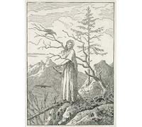 DQCJIYIGL Dipinti Famosi Poster e Stampe Poster Parete Quadri Mujer con un cuervo al borde de un abismo de Caspar David Friedrich per L'arredamento del Soggiorno 60x90cm