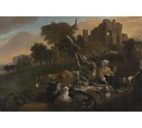 DQCJIYIGL Dipinti Famosi Poster e Stampe Poster Parete Quadri Paisaje con pastora de Jan Baptist Weenix per L'arredamento del Soggiorno 60x90cm