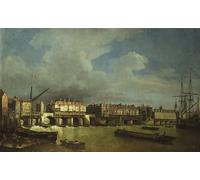 DQCJIYIGL Dipinti Famosi Poster e Stampe Poster Parete Quadri una vista del viejo puente de Londres con barcazas en el Támesis por el famoso pintor per L'arredamento del Soggiorno 60x90cm