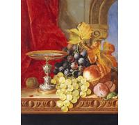 DQCJIYIGL Dipinti Famosi Poster e Stampe Poster Parete Quadri Uvas y un melocotón con una Tazza en una mesa en una ventana por Edward Ladell per L'arredamento del Soggiorno 60x90cm