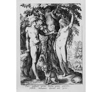 DQCJIYIGL Dipinti Famosi Tela e Immagini Vintage Quadri Adán y Eva grabados por Bartholomaeus Spranger per L'arredamento Della Camera da Letto 60x90cm