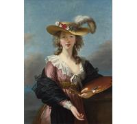 DQCJIYIGL Dipinti Famosi Tela e Immagini Vintage Quadri Autorretrato con sombrero de paja de Louise Élisabeth Vigée le Brun per L'arredamento Della Camera da Letto 60x90cm