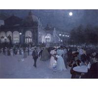 DQCJIYIGL Dipinti Famosi Tela e Immagini Vintage Quadri Concierto vespertino en el parque de la ciudad de Wilhelm Gause per L'arredamento Della Camera da Letto 60x90cm