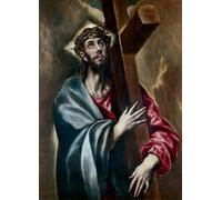 DQCJIYIGL Dipinti Famosi Tela e Immagini Vintage Quadri Cristo cargando la cruz de El Greco per L'arredamento Della Camera da Letto 60x90cm
