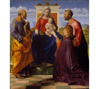 DQCJIYIGL Dipinti Famosi Tela e Immagini Vintage Quadri Dama y niño entronizados con santos y donantes por un artista famoso per L'arredamento Della Camera da Letto 60x90cm