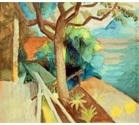 DQCJIYIGL Dipinti Famosi Tela e Immagini Vintage Quadri Después del atardecer en el lago de August Macke per L'arredamento Della Camera da Letto 60x90cm