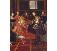 DQCJIYIGL Dipinti Famosi Tela e Immagini Vintage Quadri el Encuentro de Luis XIV y Philippe Iv en la Ile Des Faisans Th June de Charles Le Brun per L'arredamento Della Camera da Letto 60x90cm