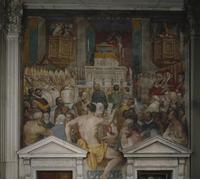 DQCJIYIGL Dipinti Famosi Tela e Immagini Vintage Quadri El funeral de San Antonino de Domenico Cresti per L'arredamento Della Camera da Letto 60x90cm