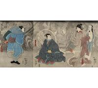 DQCJIYIGL Dipinti Famosi Tela e Immagini Vintage Quadri Escena de una historia de fantasmas: el gato demonio Okazaki de Utagawa Kuniyoshi per L'arredamento Della Camera da Letto 60x90cm