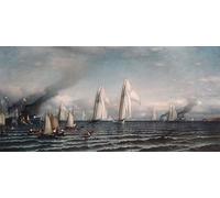 DQCJIYIGL Dipinti Famosi Tela e Immagini Vintage Quadri Finalizar la primera internacional de la America's Cup agosto por Samuel Colman per L'arredamento Della Camera da Letto 60x90cm