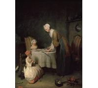 DQCJIYIGL Dipinti Famosi Tela e Immagini Vintage Quadri Gracia antes de la cena la bendición de Jean Baptiste Simeon Chardin per L'arredamento Della Camera da Letto 60x90cm