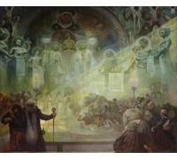 DQCJIYIGL Dipinti Famosi Tela e Immagini Vintage Quadri la Epopeya Eslava No. el Santo Monte Athos de Alphonse Maria Mucha per L'arredamento Della Camera da Letto 60x90cm