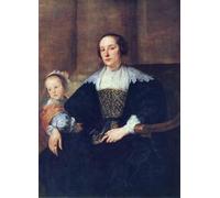 DQCJIYIGL Dipinti Famosi Tela e Immagini Vintage Quadri la esposa y la hija de Colyn De Nole por Sir Antony Van Dyck per L'arredamento Della Camera da Letto 60x90cm