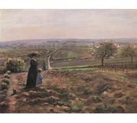 DQCJIYIGL Dipinti Famosi Tela e Immagini Vintage Quadri la Ruta de Rouen las Alturas de Lhautil Pontoise de Camille Jacob Pissarro per L'arredamento Della Camera da Letto 60x90cm