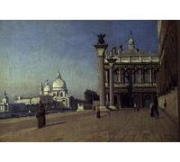 DQCJIYIGL Dipinti Famosi Tela e Immagini Vintage Quadri Mañana en Venecia de Jean Baptiste Camille Corot per L'arredamento Della Camera da Letto 60x90cm