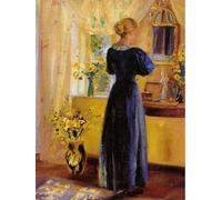 DQCJIYIGL Dipinti Famosi Tela e Immagini Vintage Quadri Mujer frente a un espejo Anna Ancher per L'arredamento Della Camera da Letto 60x90cm