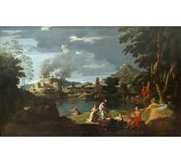 DQCJIYIGL Dipinti Famosi Tela e Immagini Vintage Quadri Paisaje con Orfeo y Eurídice de Nicolas per L'arredamento Della Camera da Letto 60x90cm
