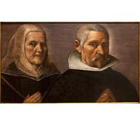 DQCJIYIGL Dipinti Famosi Tela e Immagini Vintage Quadri Pintura Retrato de una pareja en edad de orar de Francisco Pacheco per L'arredamento Della Camera da Letto 60x90cm