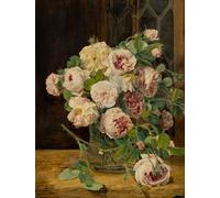 DQCJIYIGL Dipinti Famosi Tela e Immagini Vintage Quadri Ramo de rosas en la ventana de Ferdinand Georg Waldmuller per L'arredamento Della Camera da Letto 60x90cm