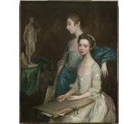 DQCJIYIGL Dipinti Famosi Tela e Immagini Vintage Quadri Retrato de las hijas de los artistas de Gainsborough per L'arredamento Della Camera da Letto 60x90cm