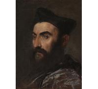 DQCJIYIGL Dipinti Famosi Tela e Immagini Vintage Quadri Retrato de un clérigo de busto con abrigo y sombrero negro de Tiziano Vecelli per L'arredamento Della Camera da Letto 60x90cm