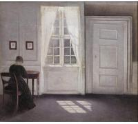 DQCJIYIGL Dipinti Famosi Tela e Immagini Vintage Quadri Sala de estar en Strandgade con Sunshine on the Floor de Vilhelm Hammershøi per L'arredamento Della Camera da Letto 60x90cm