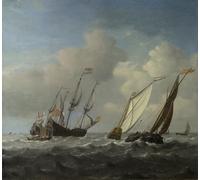 DQCJIYIGL Dipinti Famosi Tela e Immagini Vintage Quadri un barco holandés un yate y embarcaciones más pequeñas en una brisa de Willem Van De Velde el per L'arredamento Della Camera da Letto 60x90cm