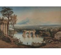 DQCJIYIGL Dipinti Famosi Tela e Immagini Vintage Quadri Una vista en la llanura de Corinto por William Clarkson Stanfield per L'arredamento Della Camera da Letto 60x90cm
