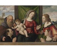 DQCJIYIGL Dipinti Famosi Tela e Immagini Vintage Quadri Virgen y el Niño con santos y donantes de Battista Cima Da Conegliano per L'arredamento Della Camera da Letto 60x90cm