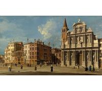 DQCJIYIGL Famoso Poster Con Artistiche Painting Image Campo Santa Maria Zobenigo Venecia por Antonio Canal per la Decorazione Della Parete 60x90cm